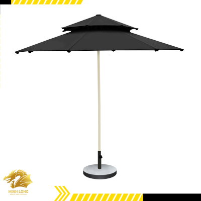 Dù che nắng đúng tâm tròn 2 tầng thông gió màu đen (đường kính 2.5m, 3m, 3,5m)
