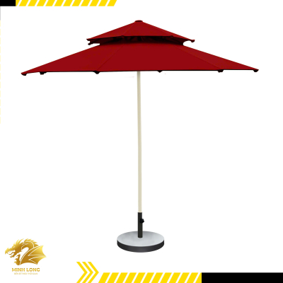 Dù che nắng đúng tâm tròn 2 tầng thông gió màu đỏ đô (đường kính 2.5m, 3m, 3,5m)