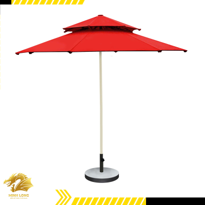 Dù che nắng đúng tâm tròn 2 tầng thông gió màu đỏ tươi (đường kính 2.5m, 3m, 3,5m)