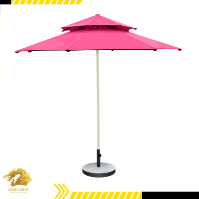 Dù che nắng đúng tâm tròn 2 tầng thông gió màu hồng (đường kính 2.5m, 3m, 3,5m)