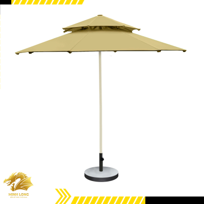 Dù che nắng đúng tâm tròn 2 tầng thông gió màu nâu cafe sữa (đường kính 2.5m, 3m, 3,5m)