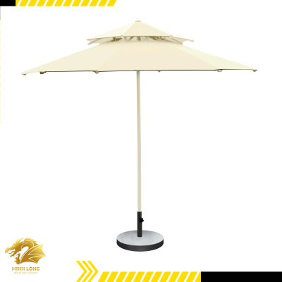 Dù che nắng đúng tâm tròn 2 tầng thông gió màu trắng kem (đường kính 2.5m, 3m, 3,5m)