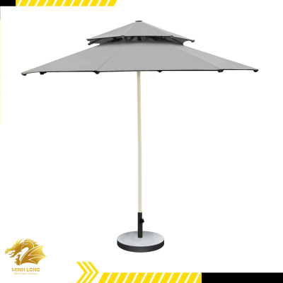 Dù che nắng đúng tâm tròn 2 tầng thông gió màu xám (đường kính 2.5m, 3m, 3,5m)