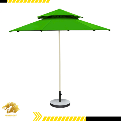 Dù che nắng đúng tâm tròn 2 tầng thông gió màu xanh lá cây (đường kính 2.5m, 3m, 3,5m)