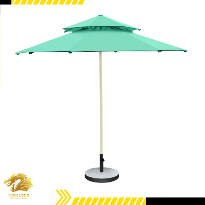 Dù che nắng đúng tâm tròn 2 tầng thông gió màu xanh ngọc (đường kính 2.5m, 3m, 3,5m)