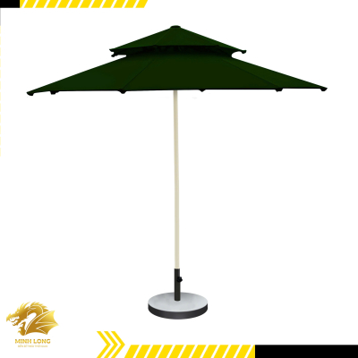 Dù che nắng đúng tâm tròn 2 tầng thông gió màu xanh rêu (đường kính 2.5m, 3m, 3,5m)