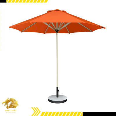 Dù che nắng đúng tâm tròn màu cam một tầng, đế tròn (đường kính 2.5m, 3m, 3,5m)