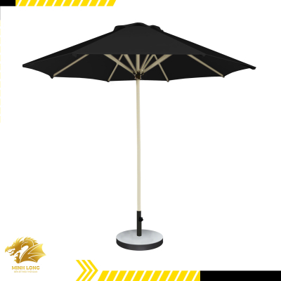 Dù che nắng đúng tâm tròn màu đen một tầng, đế tròn (đường kính 2.5m, 3m, 3,5m)