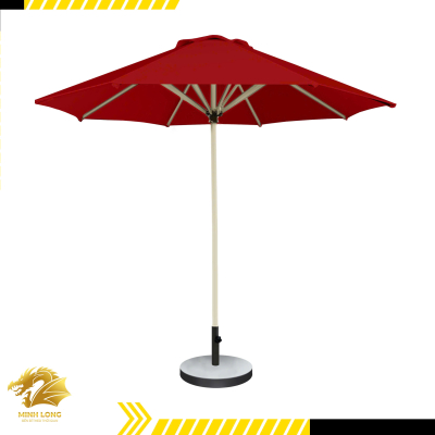 Dù che nắng đúng tâm tròn màu đỏ đô một tầng, đế tròn (đường kính 2.5m, 3m, 3,5m)
