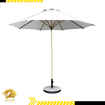 Dù che nắng đúng tâm tròn màu trắng tinh một tầng, đế tròn (đường kính 2.5m, 3m, 3,5m)