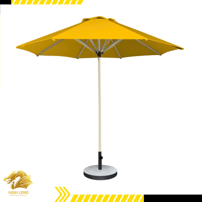Dù che nắng đúng tâm tròn màu vàng một tầng, đế tròn (đường kính 2.5m, 3m, 3,5m)