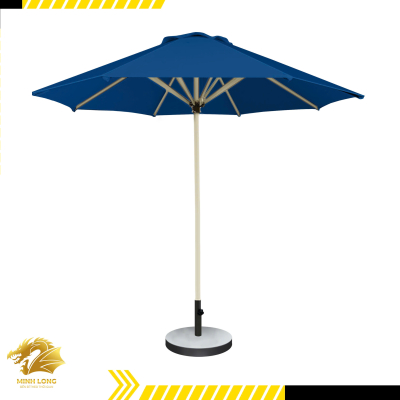 Dù che nắng đúng tâm tròn màu xanh dương một tầng, đế tròn (đường kính 2.5m, 3m, 3,5m)