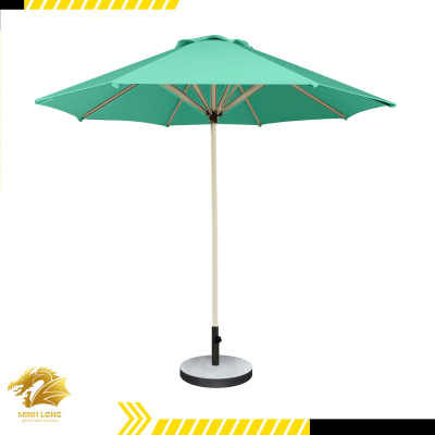 Dù che nắng đúng tâm tròn màu xanh ngọc một tầng, đế tròn (đường kính 2.5m, 3m, 3,5m)