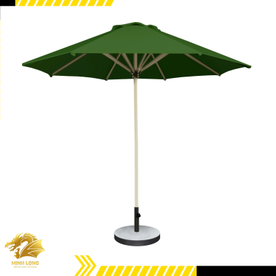 Dù che nắng đúng tâm tròn màu xanh rêu một tầng, đế tròn  (đường kính 2.5m, 3m, 3,5m)