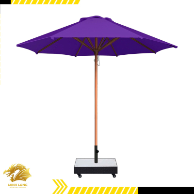 Dù gỗ sân vườn màu tím sen, dù gỗ đúng tâm đế vuông có bánh xe khoá ( đường kính 2,5m và 3m )
