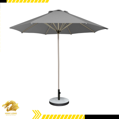 Dù inox tán tròn đường kính 3m 1 tầng màu xám, đế tròn