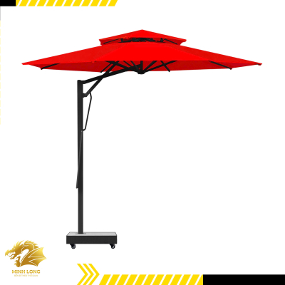 Dù tròn lệch tâm màu đỏ tươi đường kính 3m hoặc 3,5m và 3,8m - 2 tầng đòn bẩy trợ lực