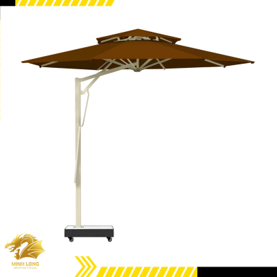 Dù tròn lệch tâm màu nâu đậm đường kính 3m hoặc 3,5m và 3,8m - 2 tầng đòn bẩy trợ lực