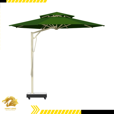 Dù tròn lệch tâm màu xanh rêu đường kính 3m hoặc 3,5m và 3,8m - 2 tầng đòn bẩy trợ lực