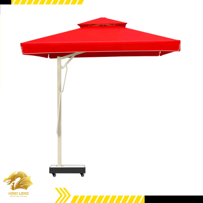 Dù vuông lệch tâm Màu đỏ tươi KT 2,5m hoặc 3m và 3,5m - 2 tầng đòn bẩy trợ lực bèo ngang