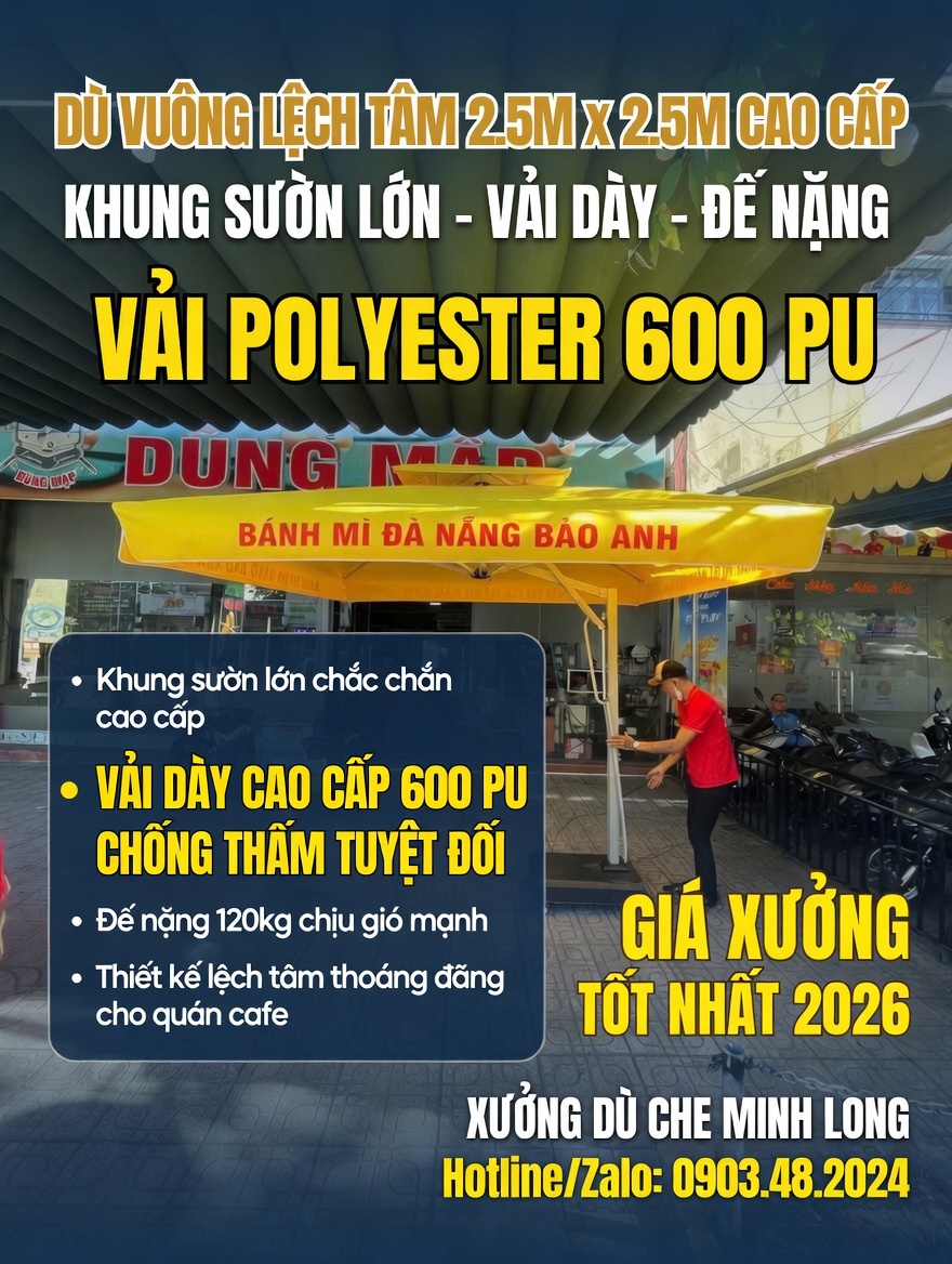 Cơ Sở Làm Dù Lệch Tâm Che Nắng Tại Dĩ An Giá Rẻ - Minh Long