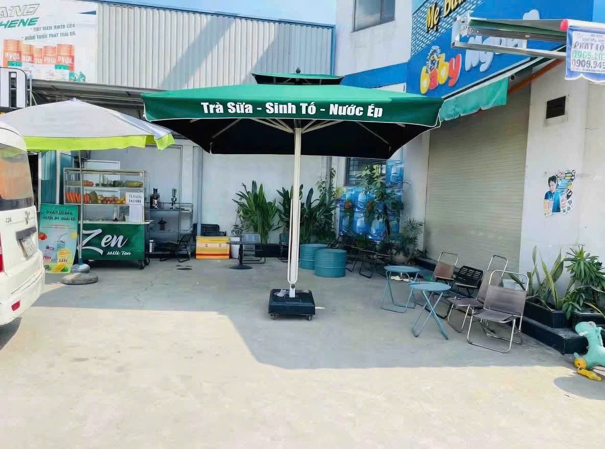 Dù che nắng Định Quán, Đồng Nai - mẫu dù vuông 3mx3m in ấn màu xanh rêu