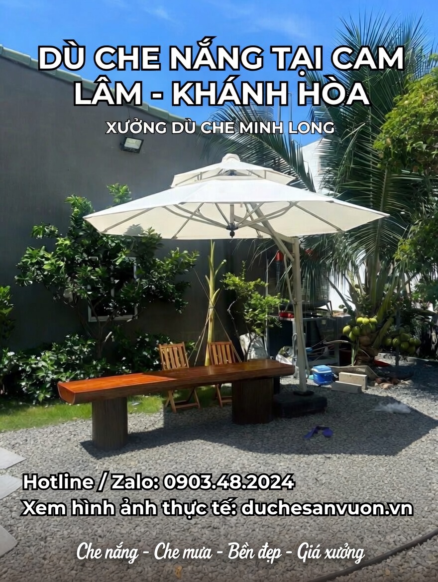 Dù Che Nắng Tại Cam Lâm - Khánh Hòa | Xưởng Dù Che Minh Long