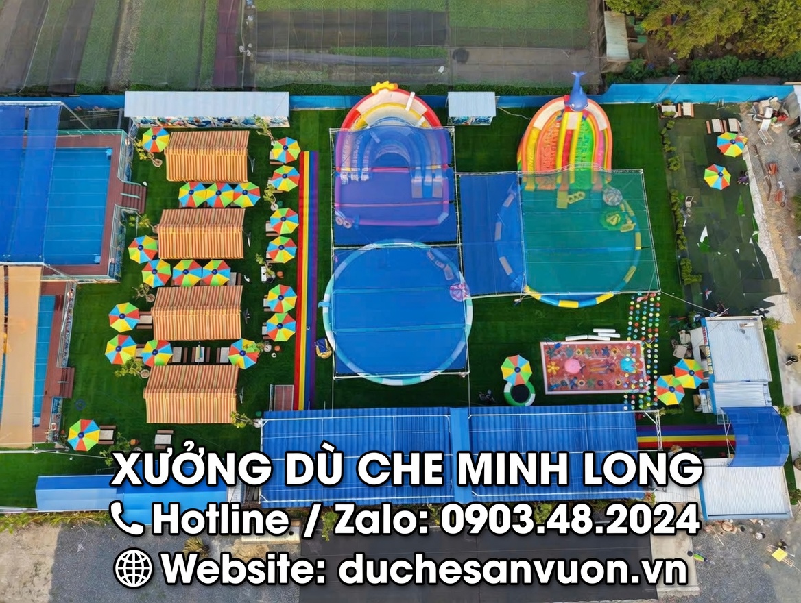 Dù che nắng Thủ Đức - mẫu dù tròn đúng tâm đường kính 3m
