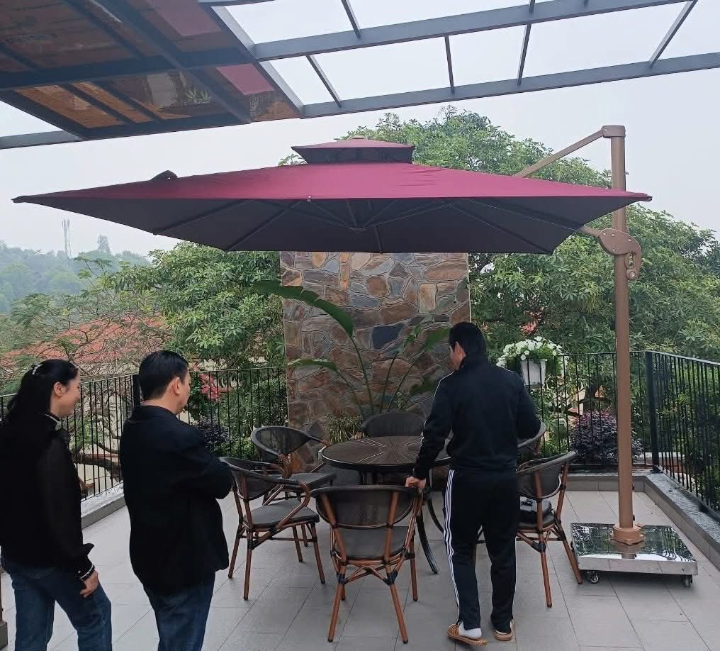 Dù Lệch Tâm Vuông 3m5 Cao Cấp Khung Nhôm Nhập Khẩu - Bảo Hành 24 Tháng