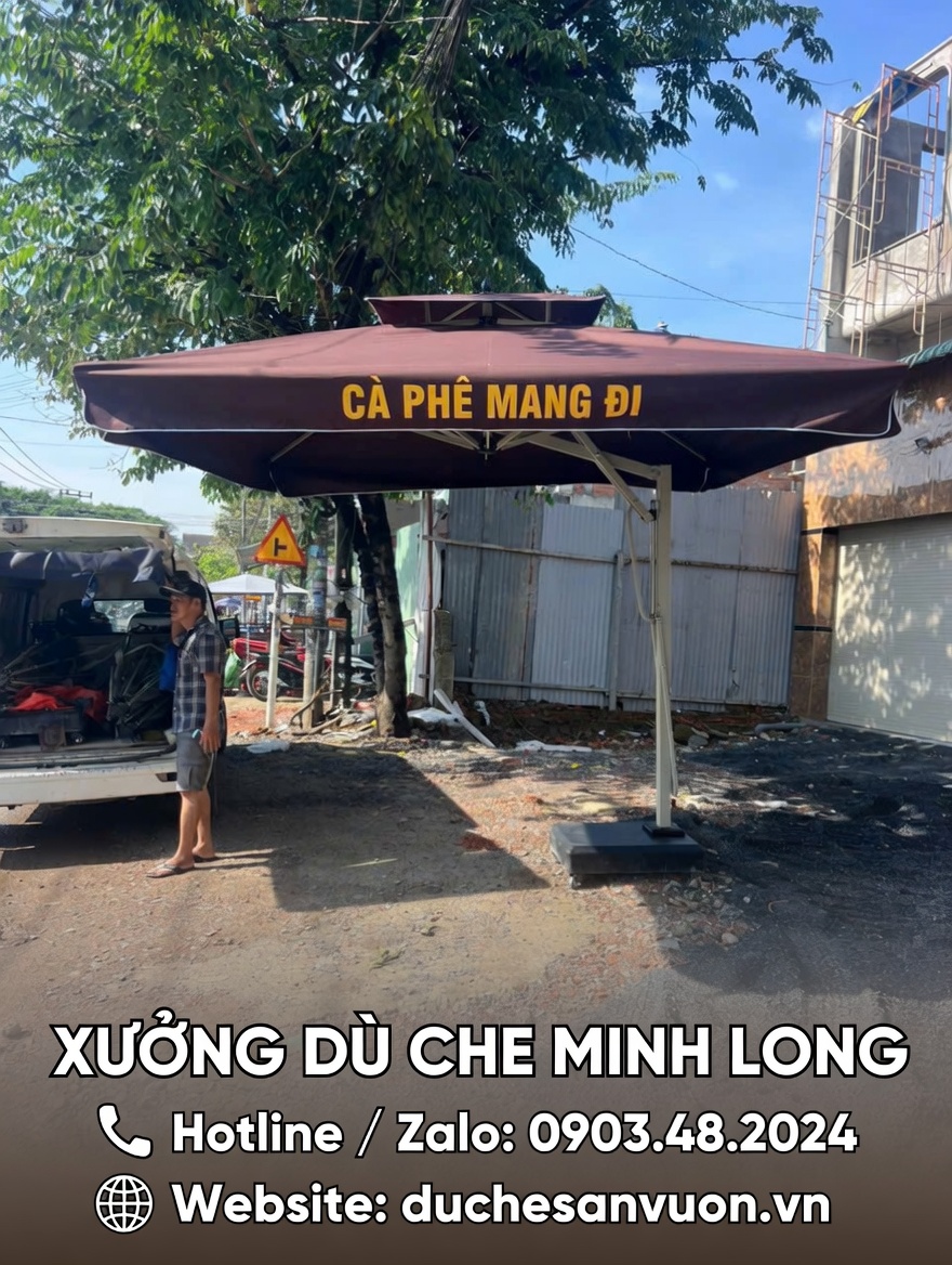 Dù vuông lệch tâm 3x3m Củ Chi - màu nâu đậm