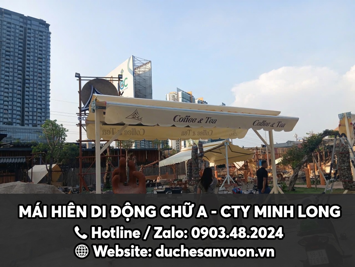 Mái hiên Chữ A - Mẫu mái hiên sang trọng cho mặt tiền, quán ăn, nhà hàng ngoài trời, che mưa cực tốt